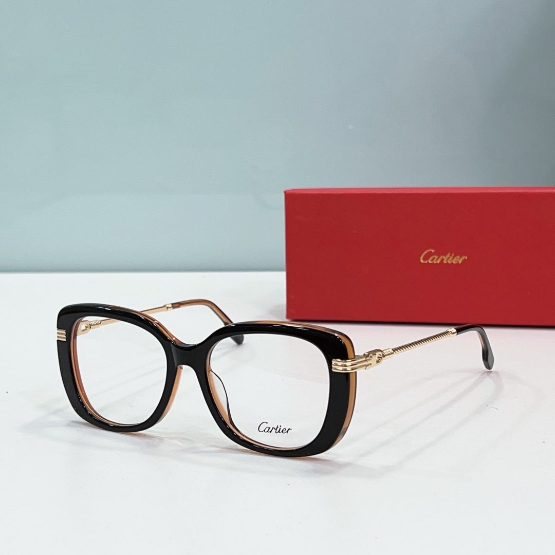 Cartier CT0377 Bold Acetate Optical Glasses with Panther Gold Detailing