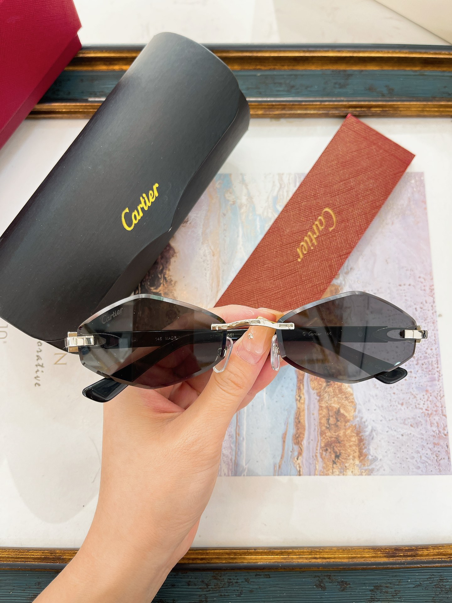 Cartier CT0901S Rimless Panther Head Sunglasses