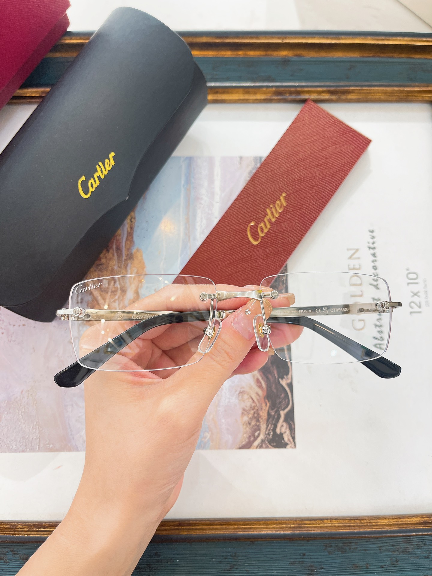 Cartier CT0568S Rimless Rectangular Sunglasses