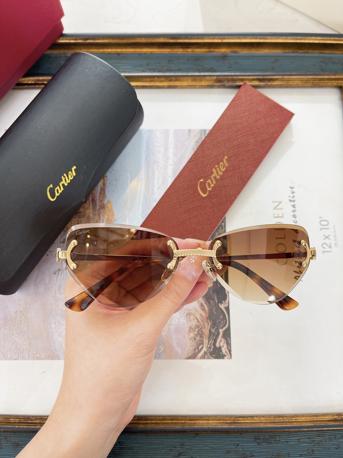 Cartier CT0551S Rimless Panthère-Edge Sunglasses