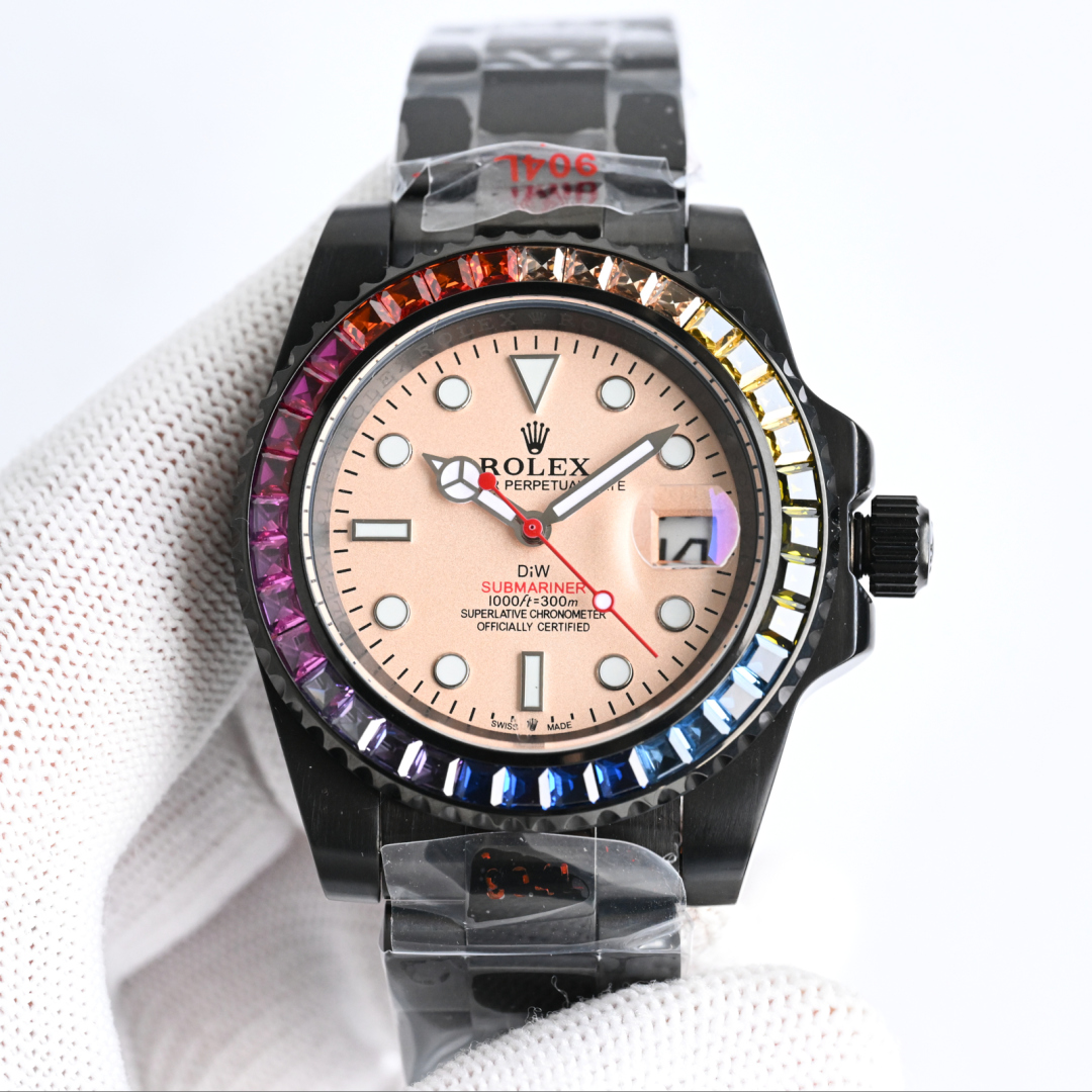 Rolex Submariner Rainbow Bezel – Black PVD – 43mm
